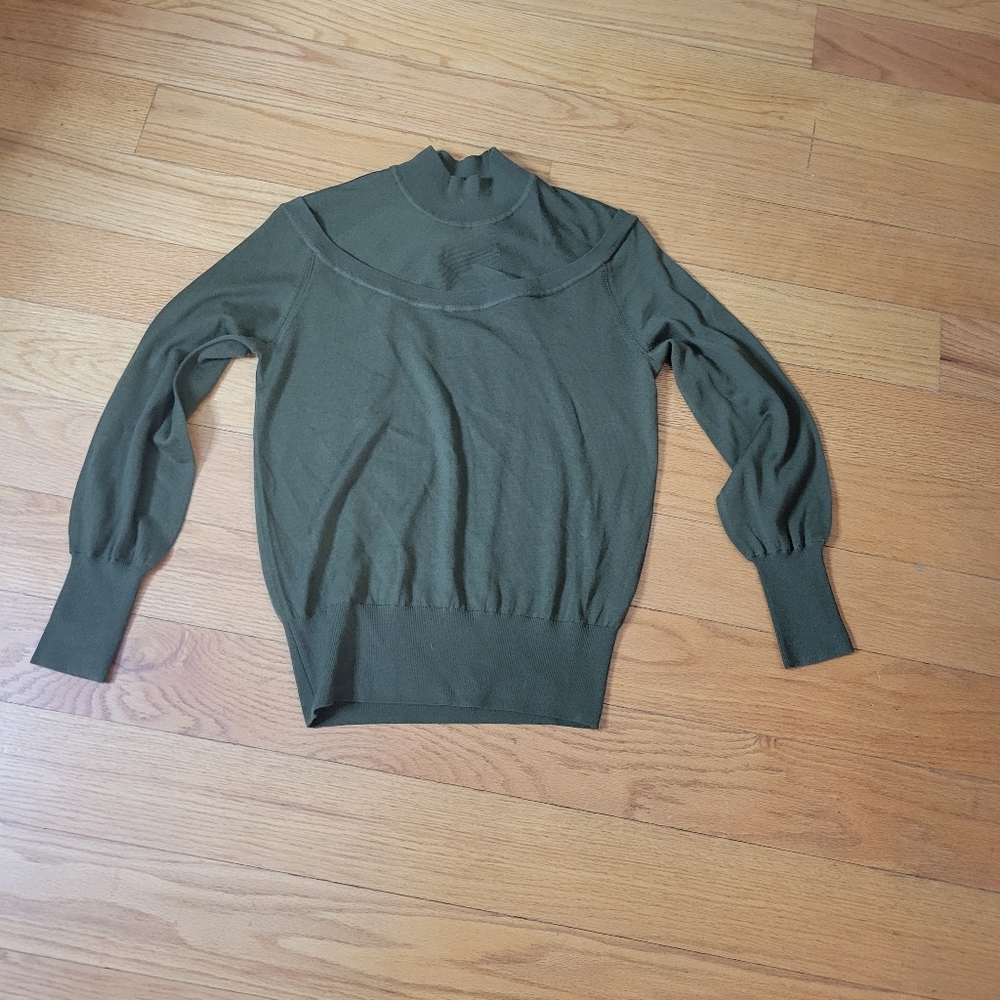 The Fold Green Wool Mockneck Pullover Women's Sweater Size M